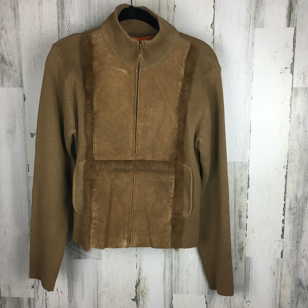 Cynthia Steffe Suede/Fur Jacket Camel Color M NWT